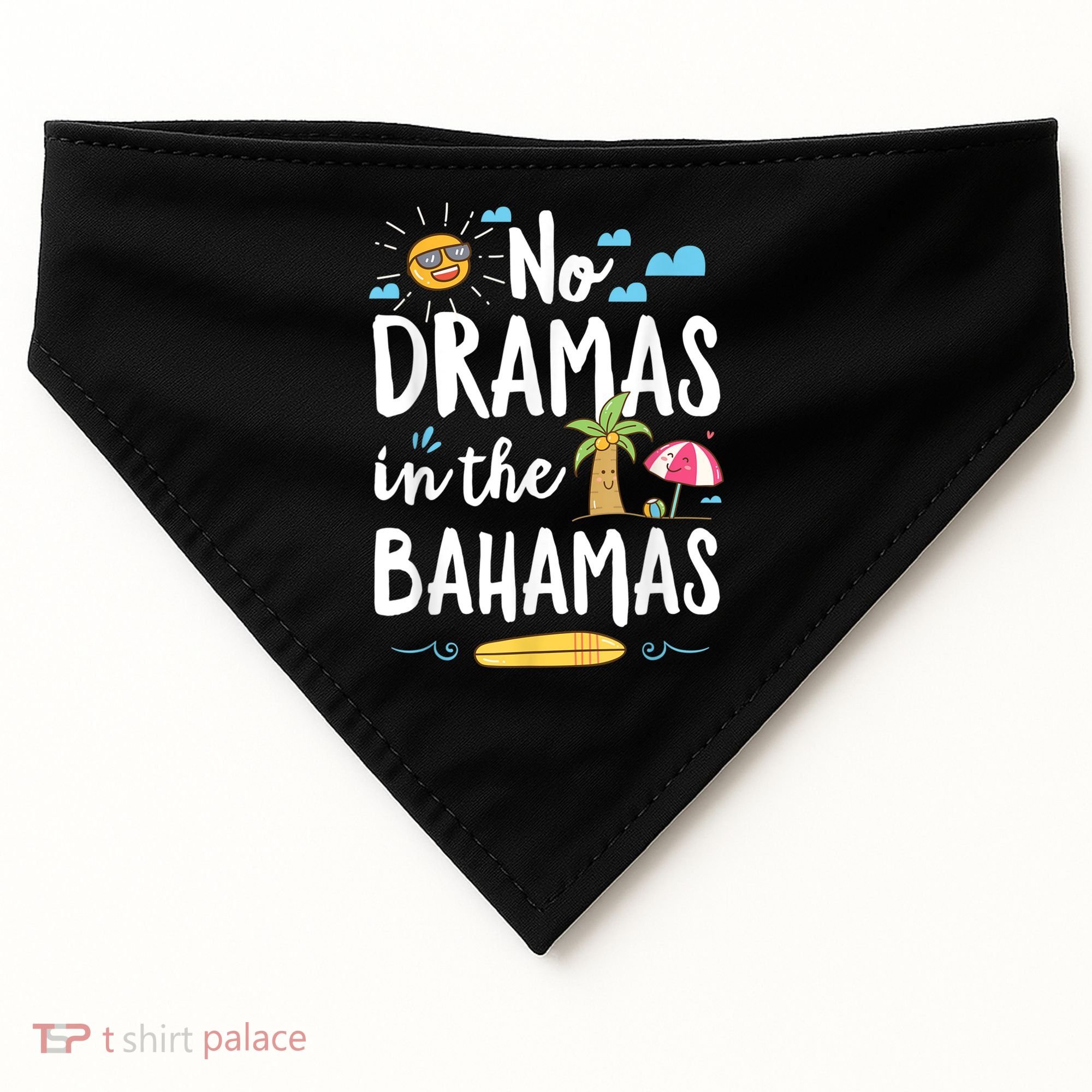 No Dramas In Bahamas Summer Vacation Beach Gift USA-Made Doggie Bandana