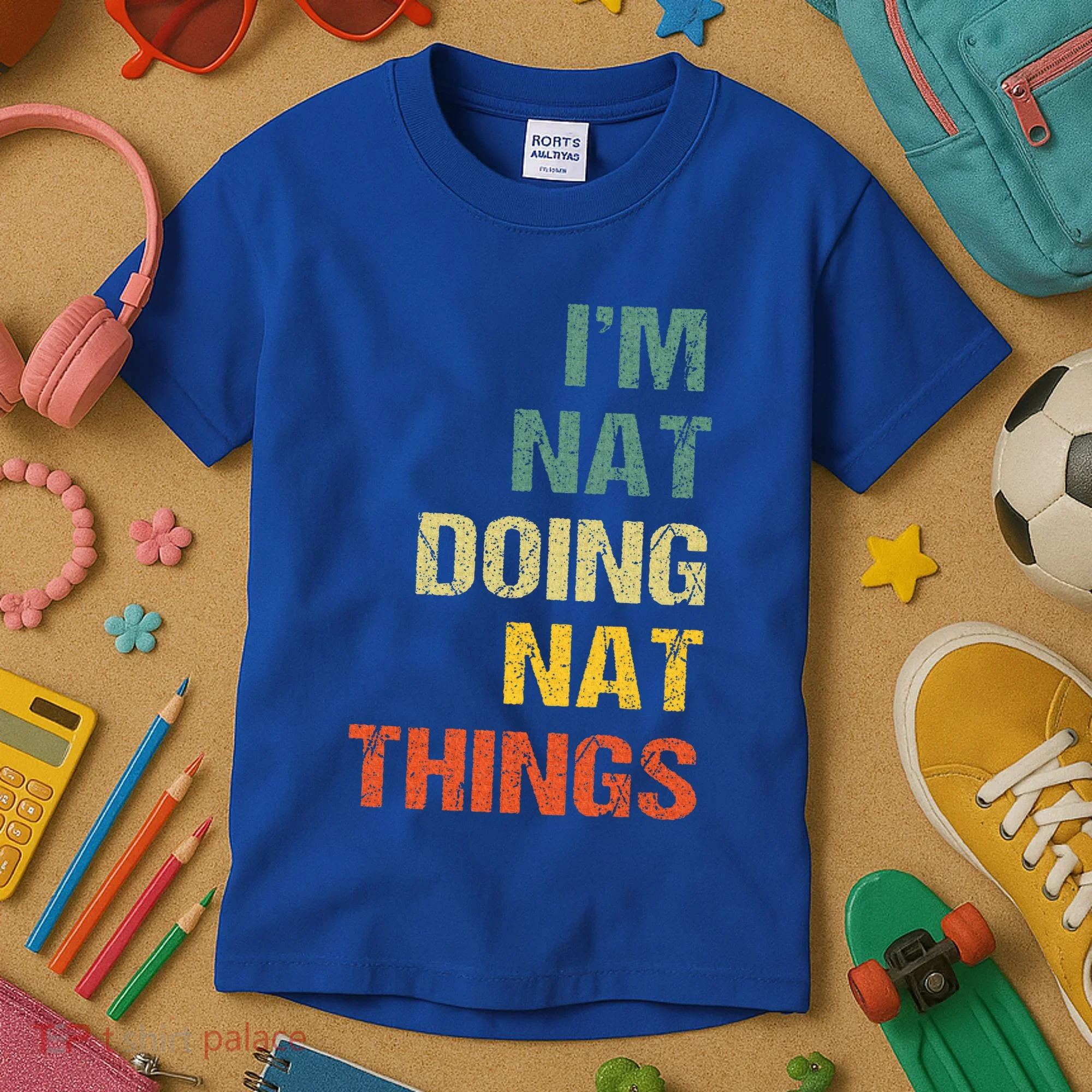 Nat Doing Nat Things Personalized Kids T-Shirt