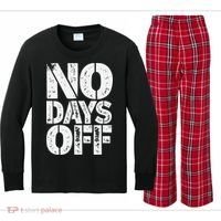 No Days Off Motivational Fitness Quote Kids Long Sleeve Plaid Pajama Set thumb 0