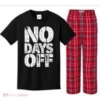 No Days Off Motivational Fitness Quote Kids Plaid Pajama Set thumb 0