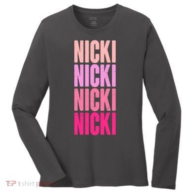 Nicki Distressed Pink Design Women's Long Sleeve Shirt