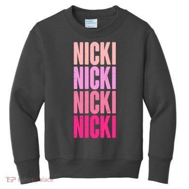 Nicki Distressed Pink Design Kids Sweatshirt
