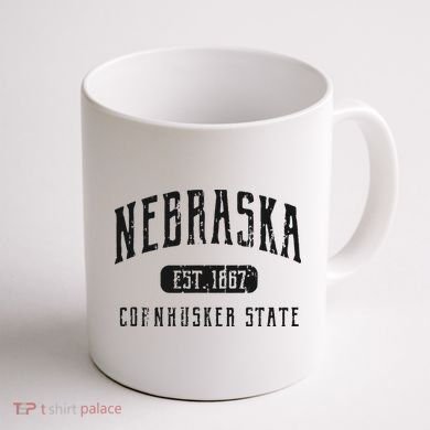 Nebraska Distressed Sports Design Coffee Mug back