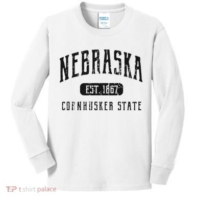 Nebraska Distressed Sports Design Kids Long Sleeve Shirt