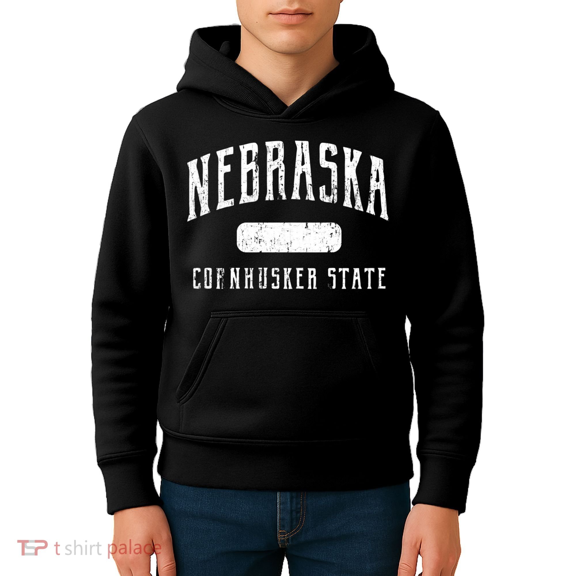 Nebraska Distressed Sports Kids Hoodie