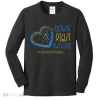 National Down Syndrome Awareness Month Down Right Awesome Kids Long Sleeve Shirt thumb 0
