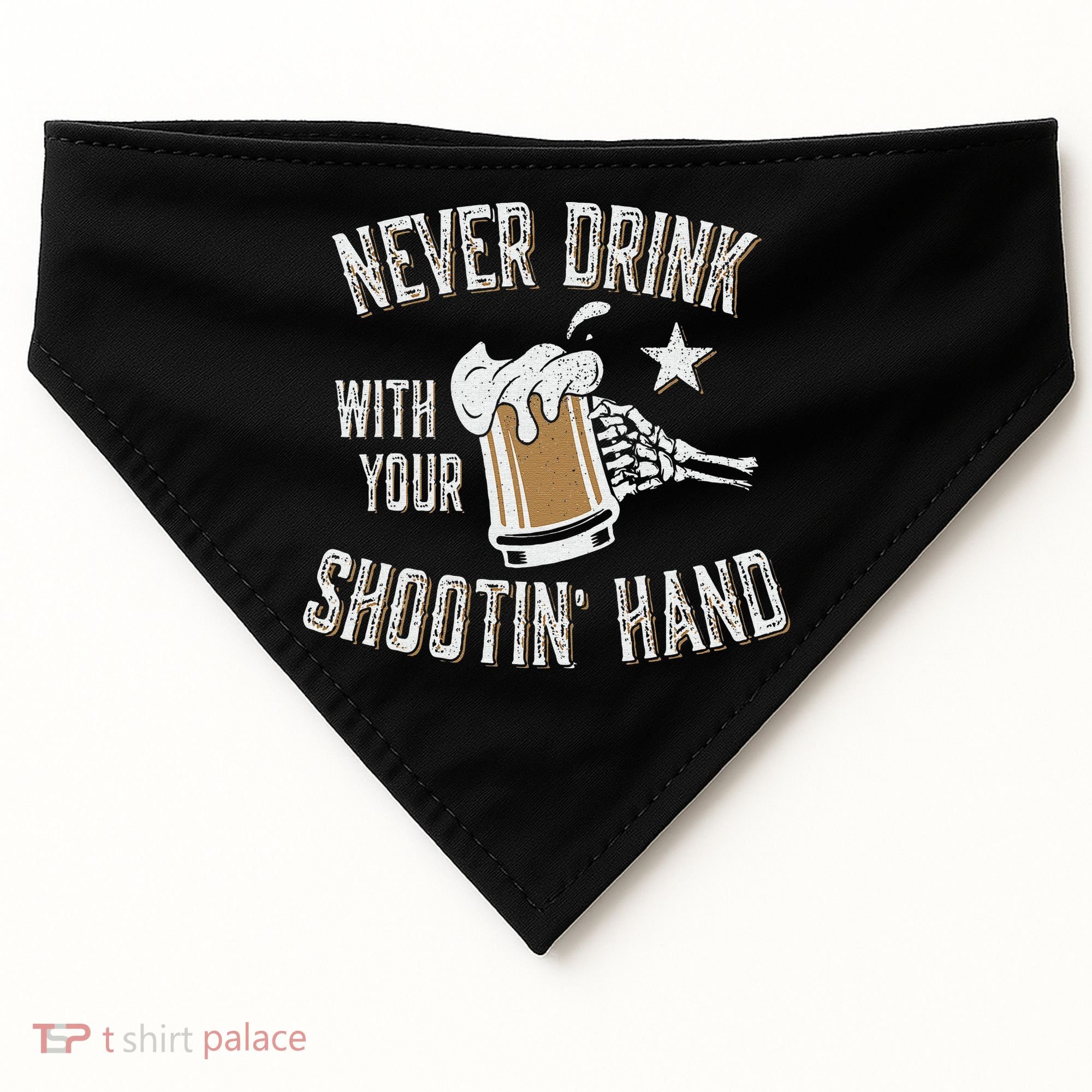 Never Drink with Your Shooting Hand Skeleton Funny Drinking USA-Made Doggie Bandana