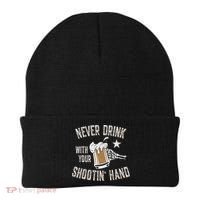 Never Drink with Your Shooting Hand Skeleton Funny Drinking Beanie thumb 0