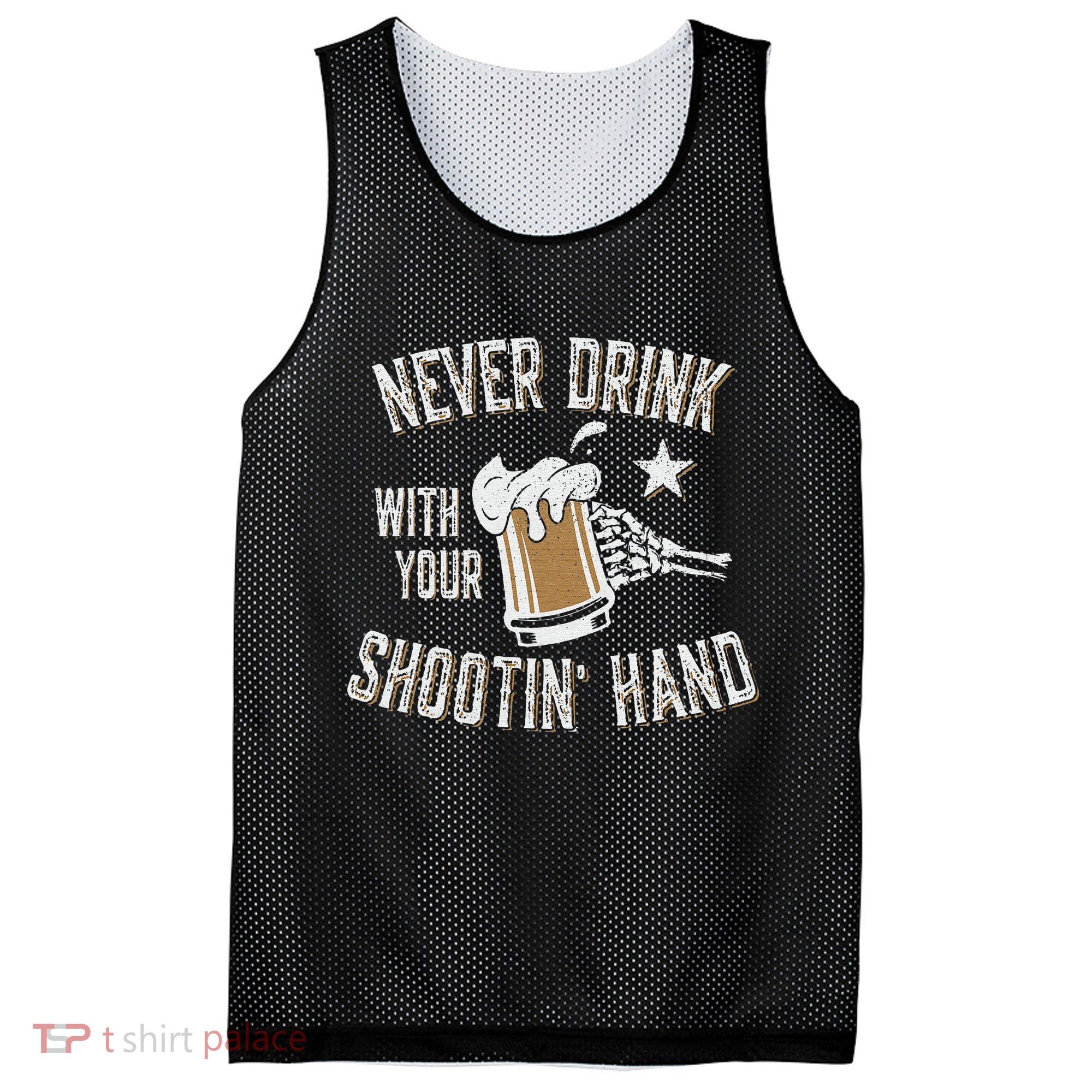 Never Drink with Your Shooting Hand Skeleton Funny Drinking Mesh Reversible Basketball Jersey Tank