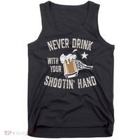 Never Drink with Your Shooting Hand Skeleton Funny Drinking Tank Top thumb 0