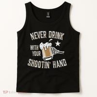 Never Drink with Your Shooting Hand Skeleton Funny Drinking Tank Top thumb 2