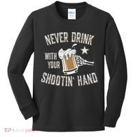 Never Drink with Your Shooting Hand Skeleton Funny Drinking Kids Long Sleeve Shirt thumb 0