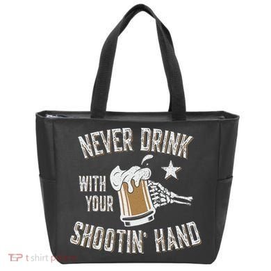 Never Drink with Your Shooting Hand Skeleton Funny Drinking Tote Bag