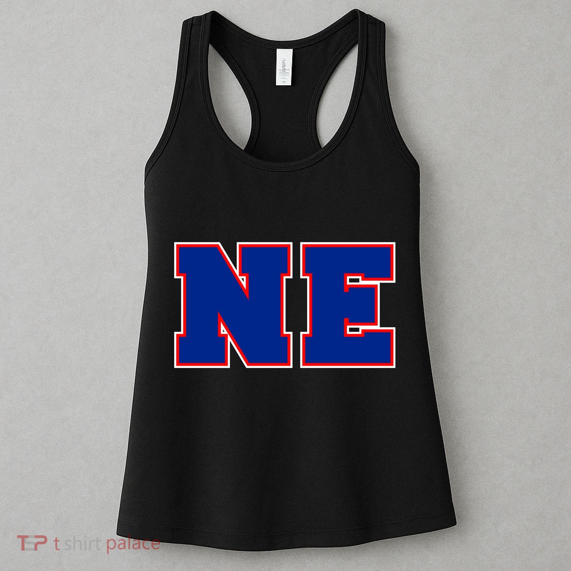 NE New England Massachusetts College Letters Football Fan Block Letters Women's Tank Top