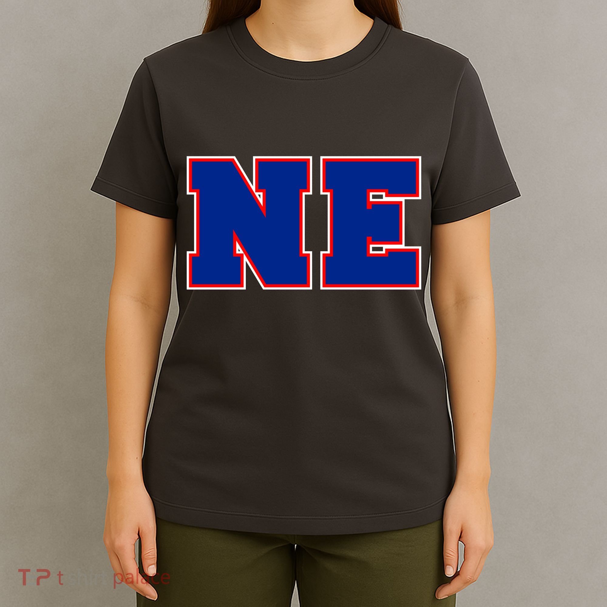 NE New England Massachusetts College Letters Football Fan Block Letters T-Shirt