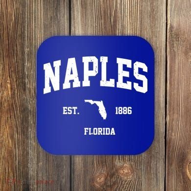 Naples Est 1886 Florida State Pride Retro Coaster