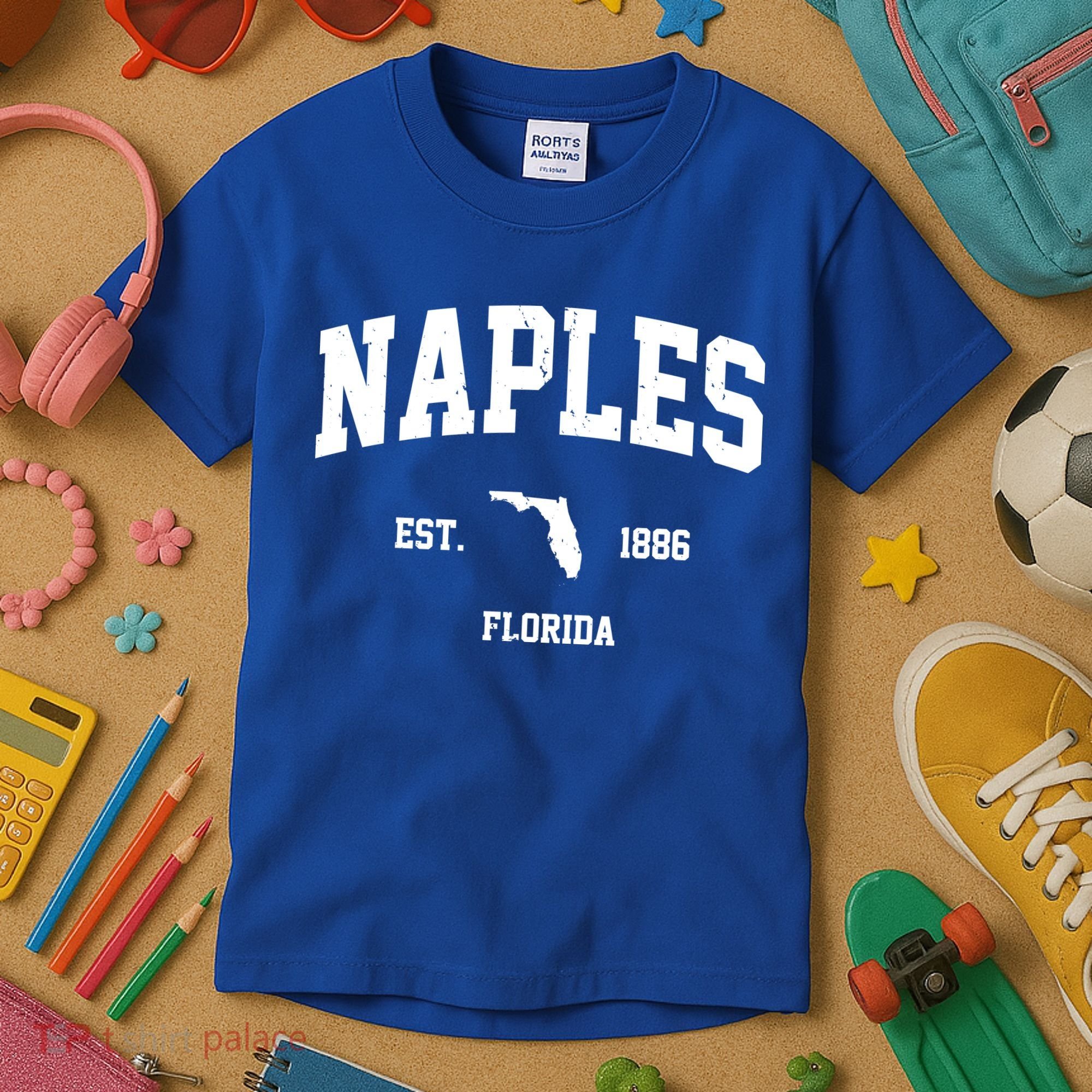 Naples Est 1886 Florida State Pride Retro Kids T-Shirt
