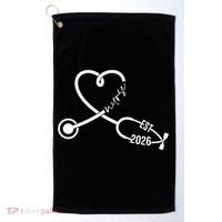 Nurse EST 2026 Cute Heart Stethoscope Golf Towel thumb 0