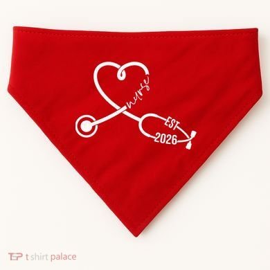 Nurse EST 2026 Cute Heart Stethoscope USA-Made Doggie Bandana