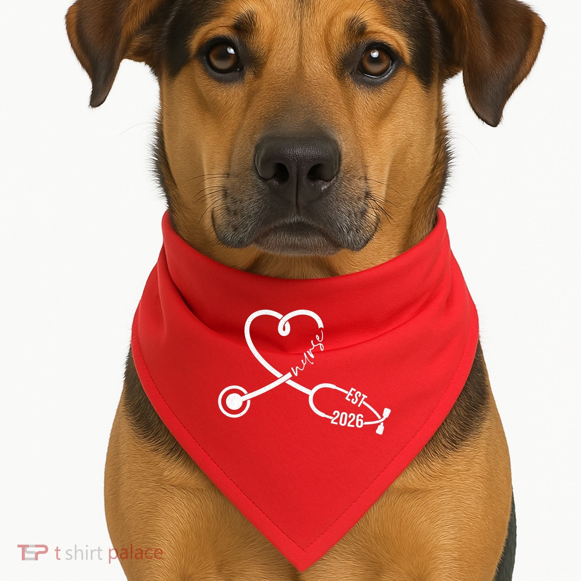 Nurse EST 2026 Cute Heart Stethoscope USA-Made Doggie Bandana