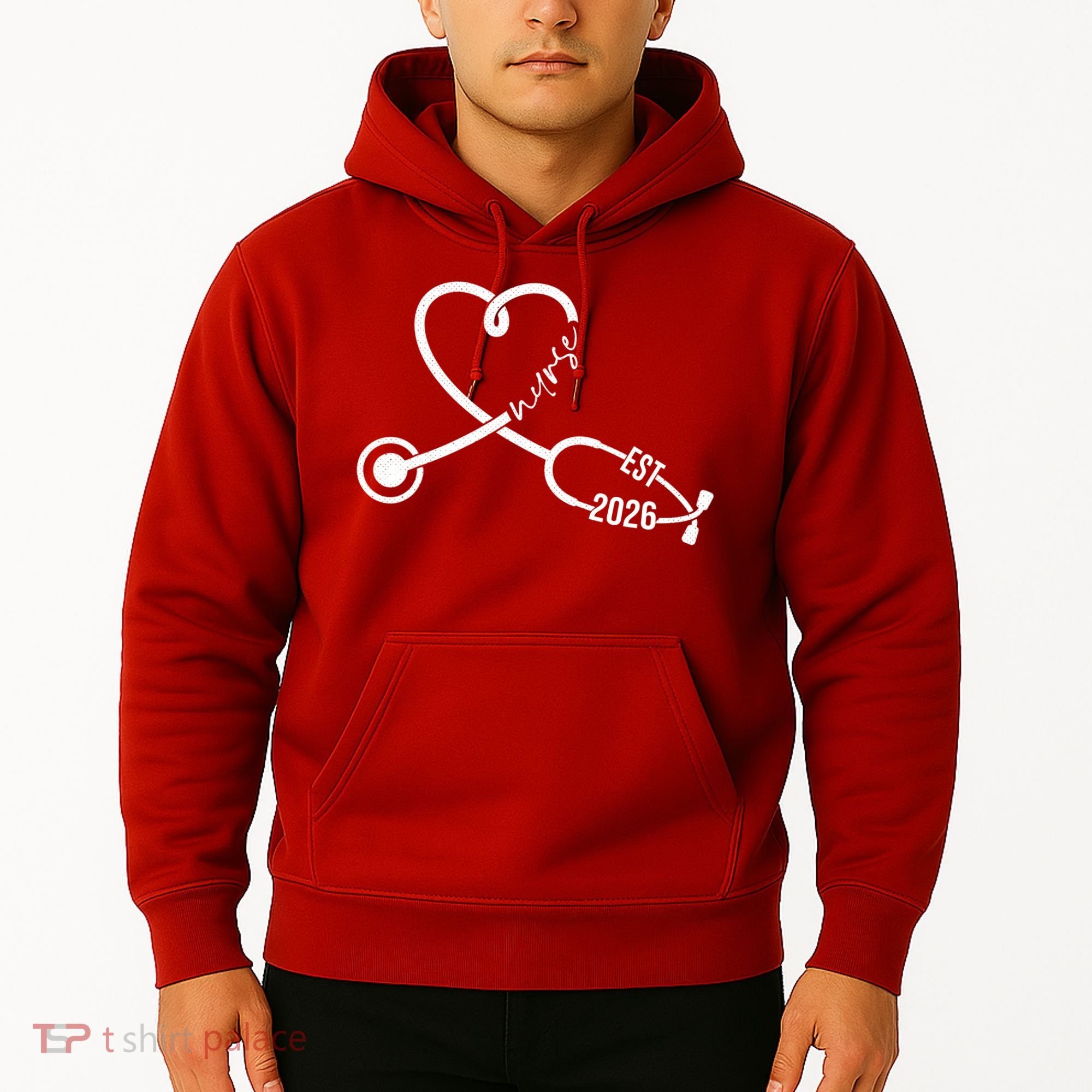 Nurse EST 2026 Cute Heart Stethoscope Hoodie