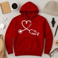 Nurse EST 2026 Cute Heart Stethoscope Hoodie thumb 3