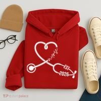 Nurse EST 2026 Cute Heart Stethoscope Hoodie thumb 4