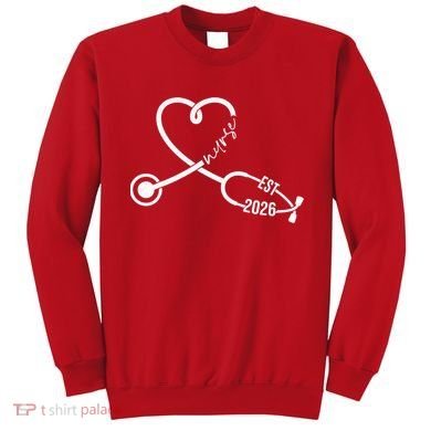 Nurse EST 2026 Cute Heart Stethoscope Sweatshirt
