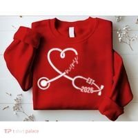 Nurse EST 2026 Cute Heart Stethoscope Sweatshirt thumb 2