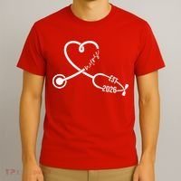 Nurse EST 2026 Cute Heart Stethoscope T-Shirt thumb 3