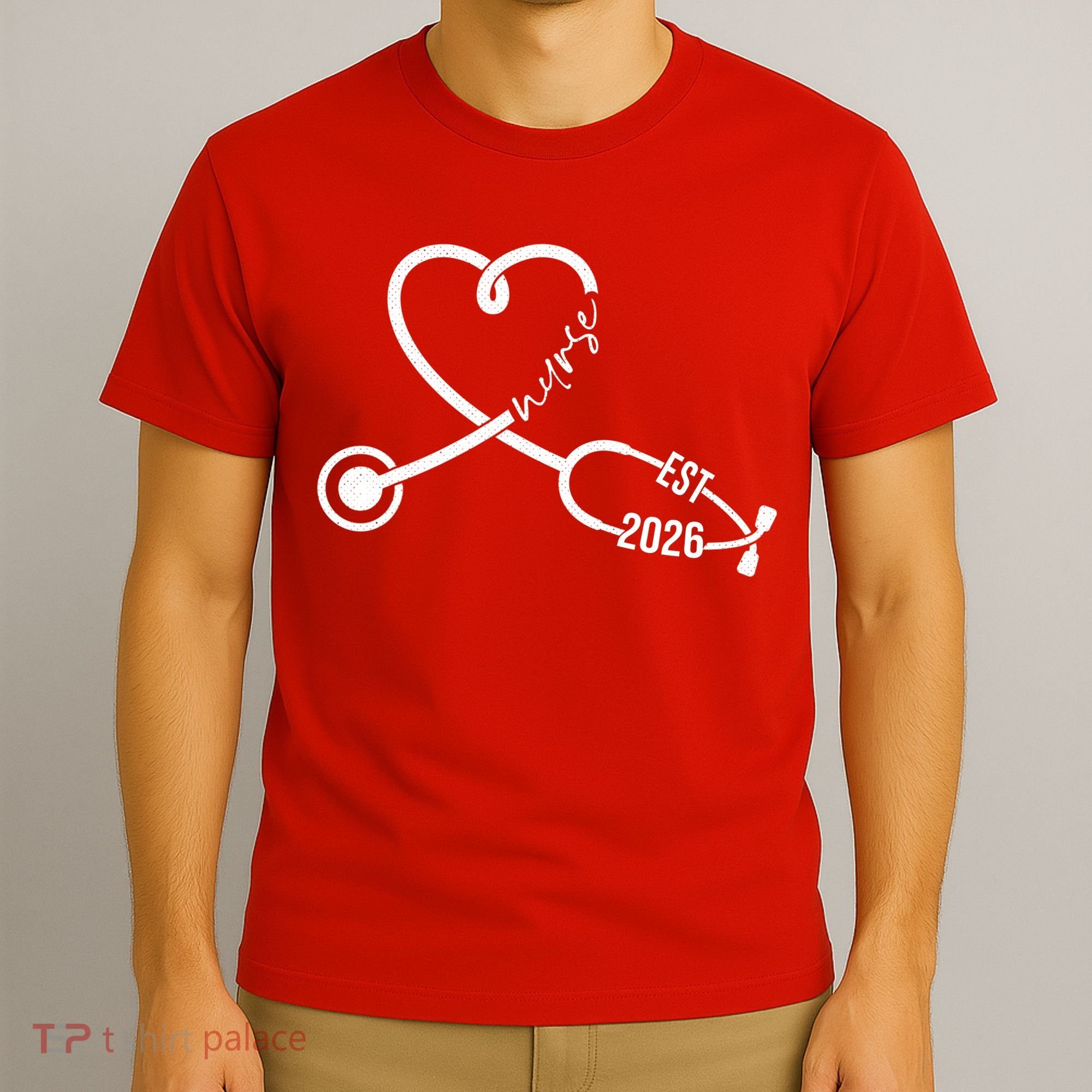 Nurse EST 2026 Cute Heart Stethoscope T-Shirt