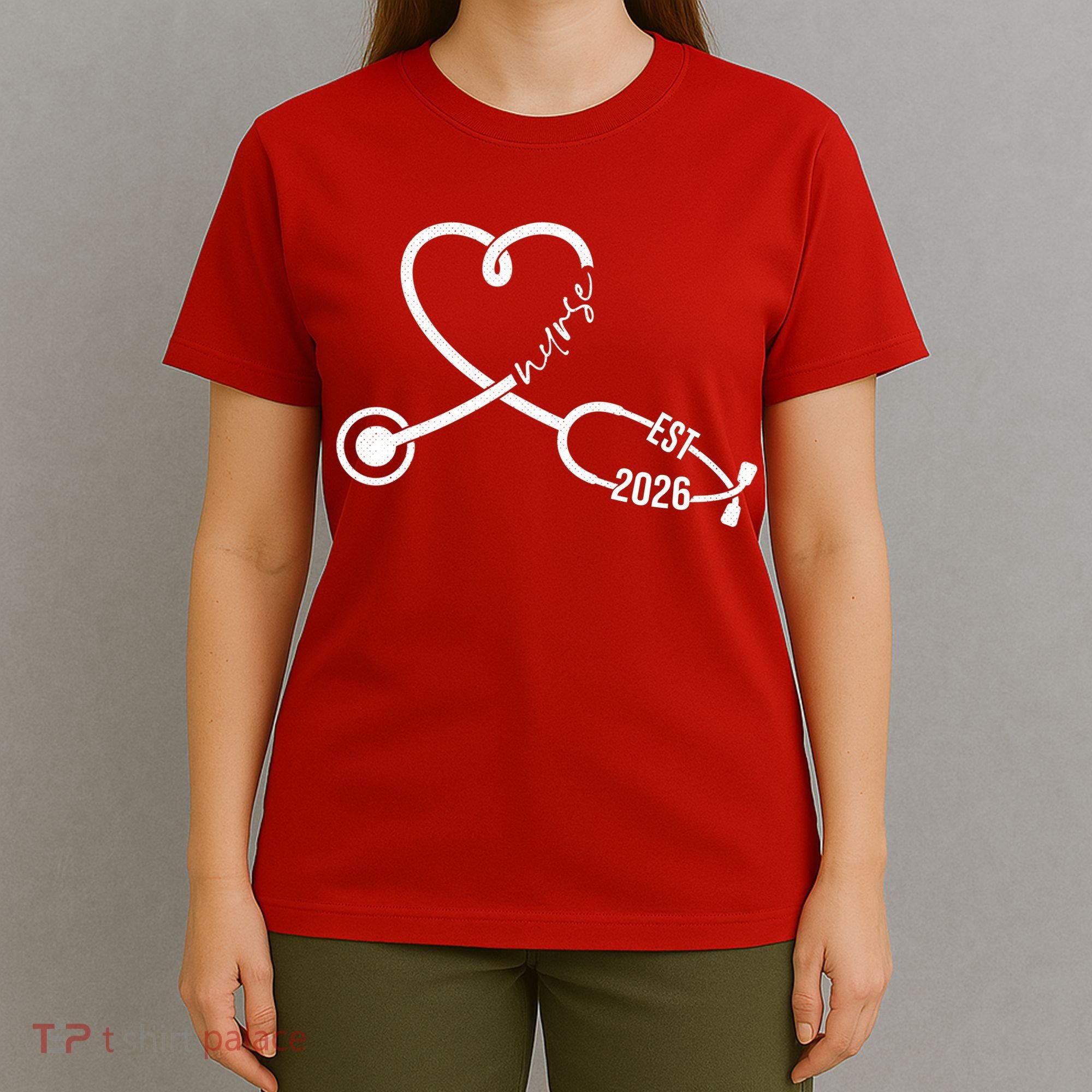 Nurse EST 2026 Cute Heart Stethoscope T-Shirt