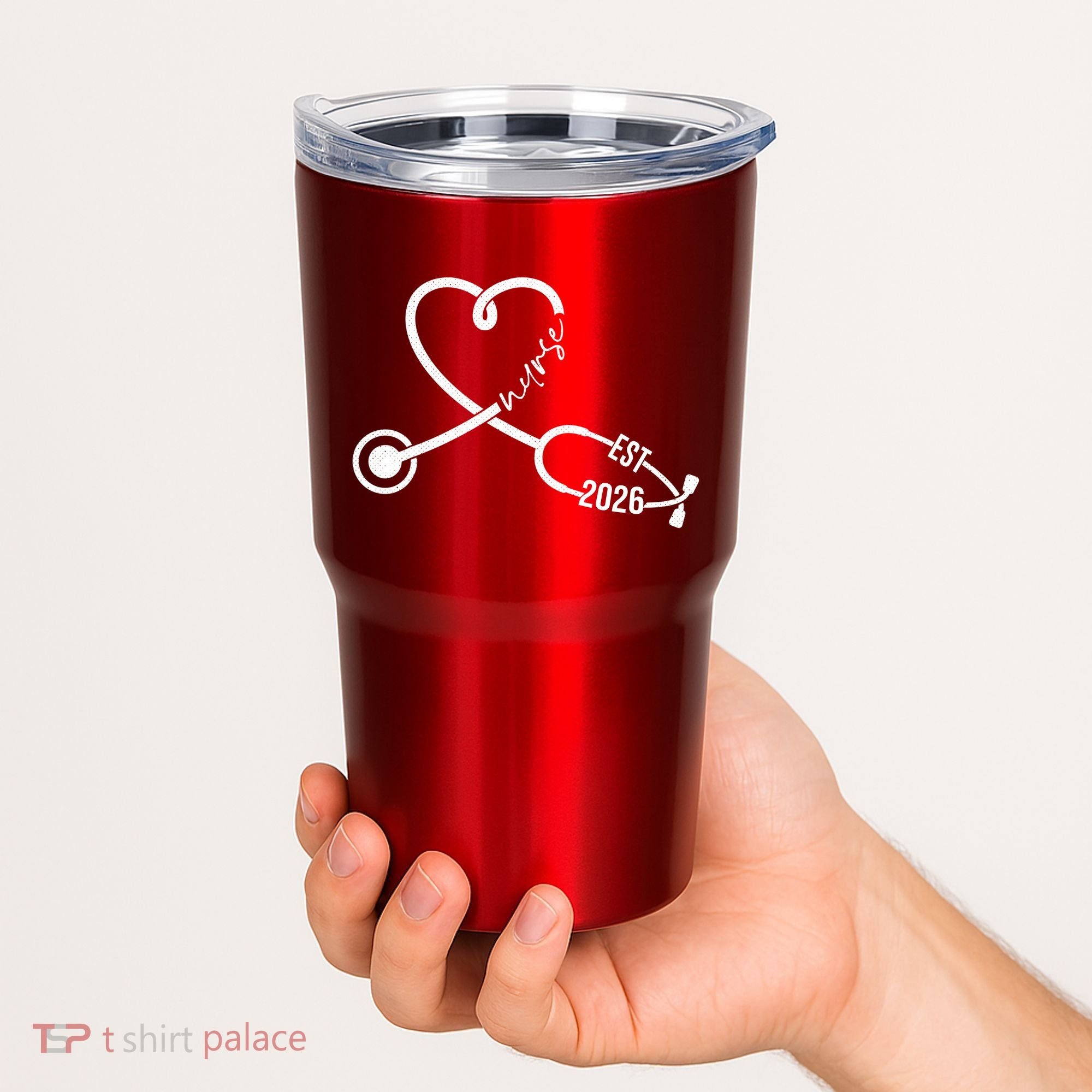 Nurse EST 2026 Cute Heart Stethoscope Tumbler