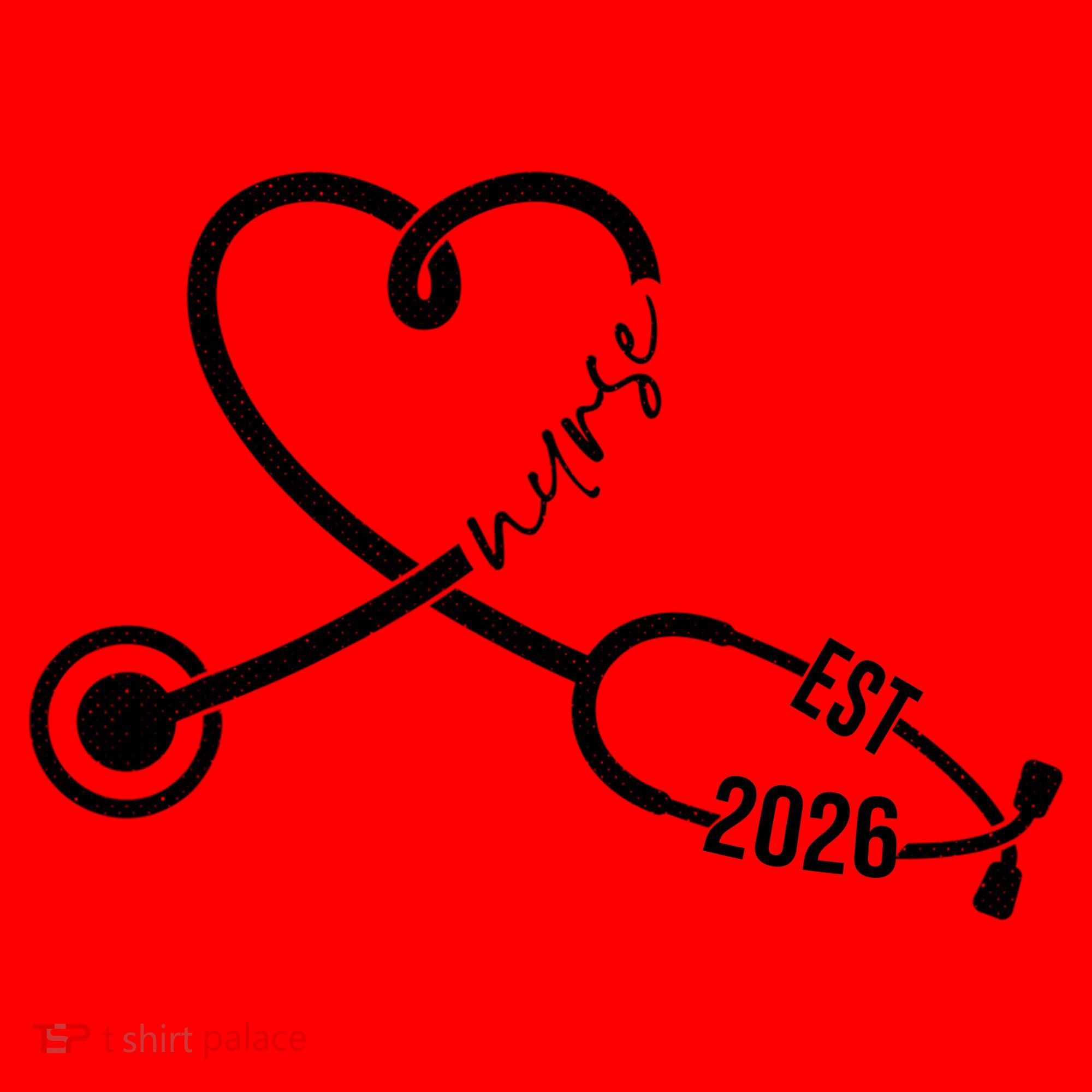 Nurse EST 2026 Cute Heart Stethoscope Santa Hat
