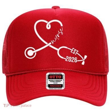 Nurse EST 2026 Cute Heart Stethoscope Hat