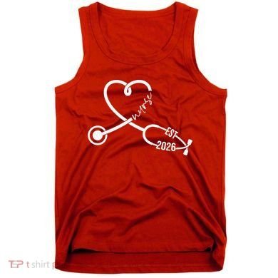 Nurse EST 2026 Cute Heart Stethoscope Tank Top