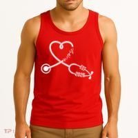 Nurse EST 2026 Cute Heart Stethoscope Tank Top thumb 3