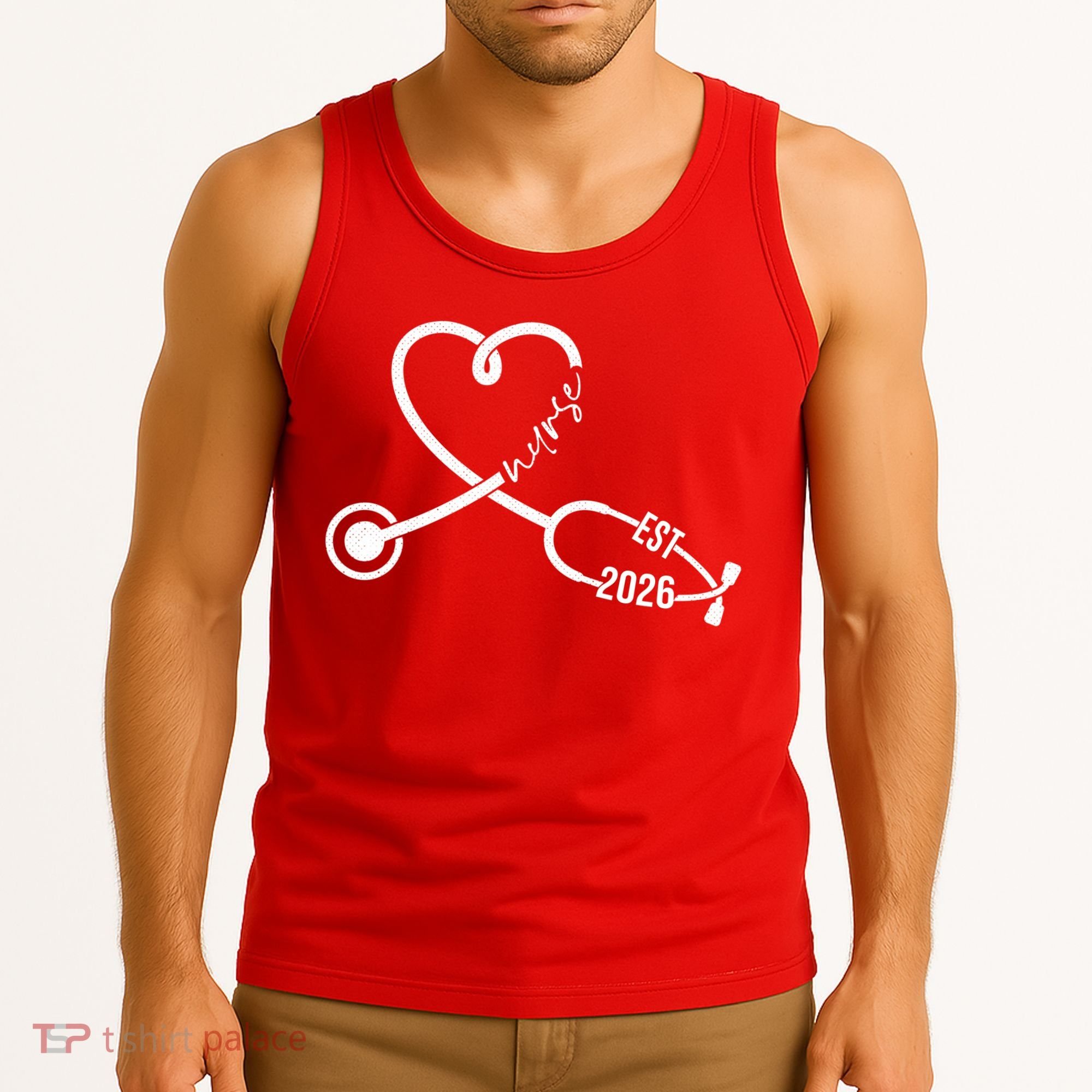 Nurse EST 2026 Cute Heart Stethoscope Tank Top