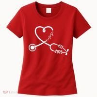 Nurse EST 2026 Cute Heart Stethoscope Women's T-Shirt thumb 0