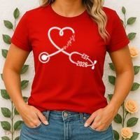 Nurse EST 2026 Cute Heart Stethoscope Women's T-Shirt thumb 2
