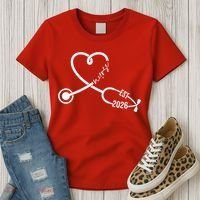 Nurse EST 2026 Cute Heart Stethoscope Women's T-Shirt thumb 3