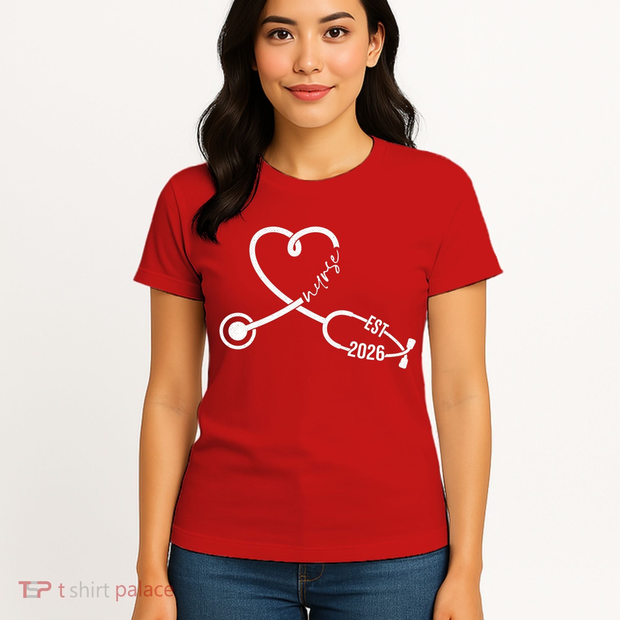 Nurse EST 2026 Cute Heart Stethoscope Women's T-Shirt