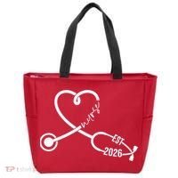 Nurse EST 2026 Cute Heart Stethoscope Tote Bag thumb 0