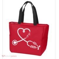 Nurse EST 2026 Cute Heart Stethoscope Tote Bag thumb 3
