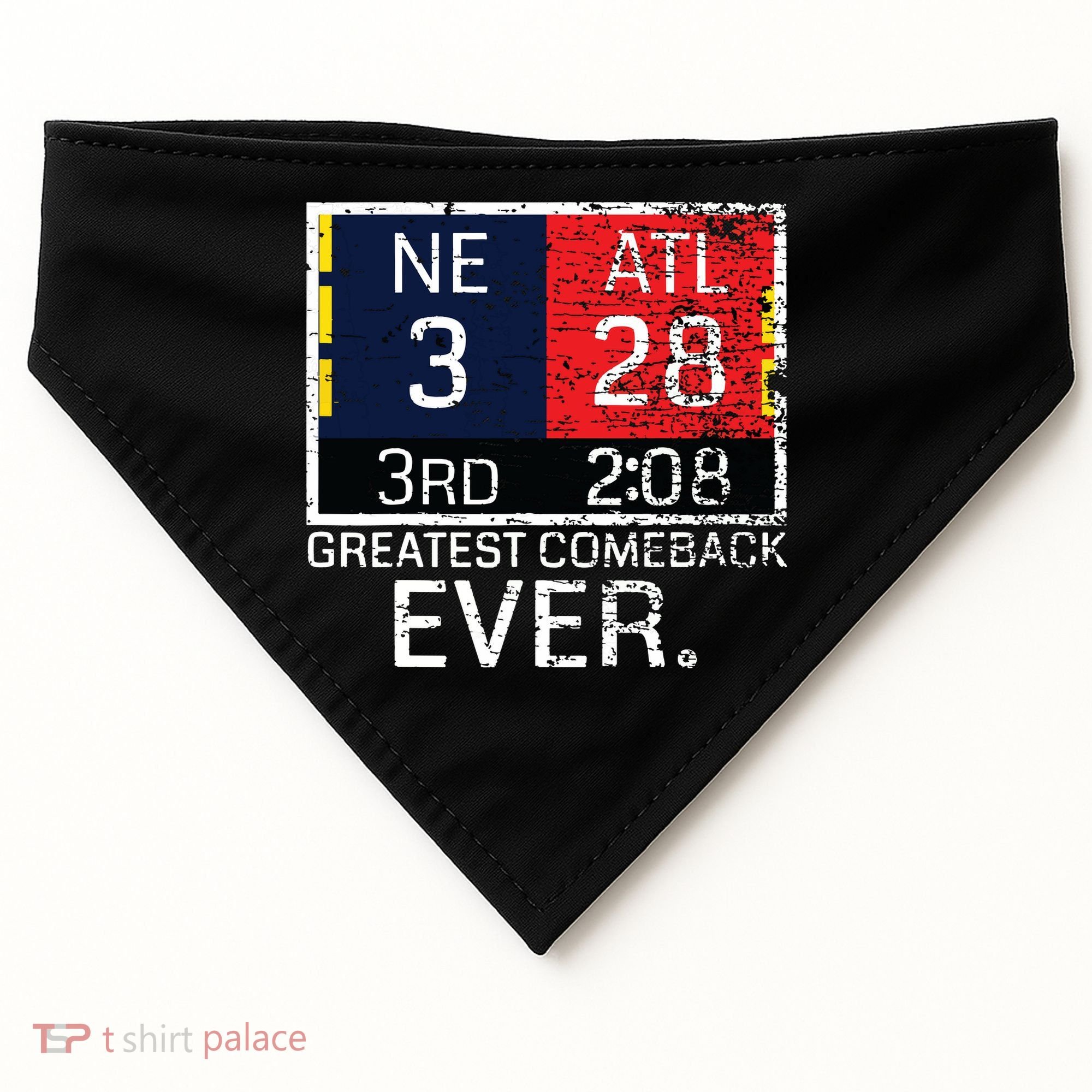 New England 3 Atlanta 28 Greatest Comeback Ever Graphic USA-Made Doggie Bandana