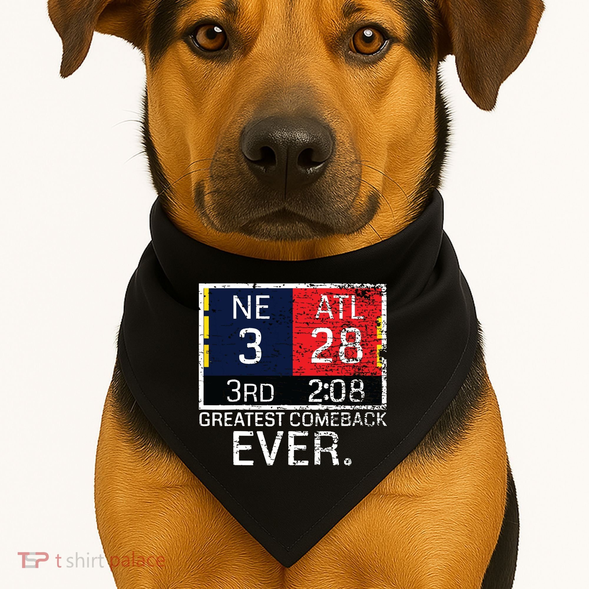 New England 3 Atlanta 28 Greatest Comeback Ever Graphic USA-Made Doggie Bandana