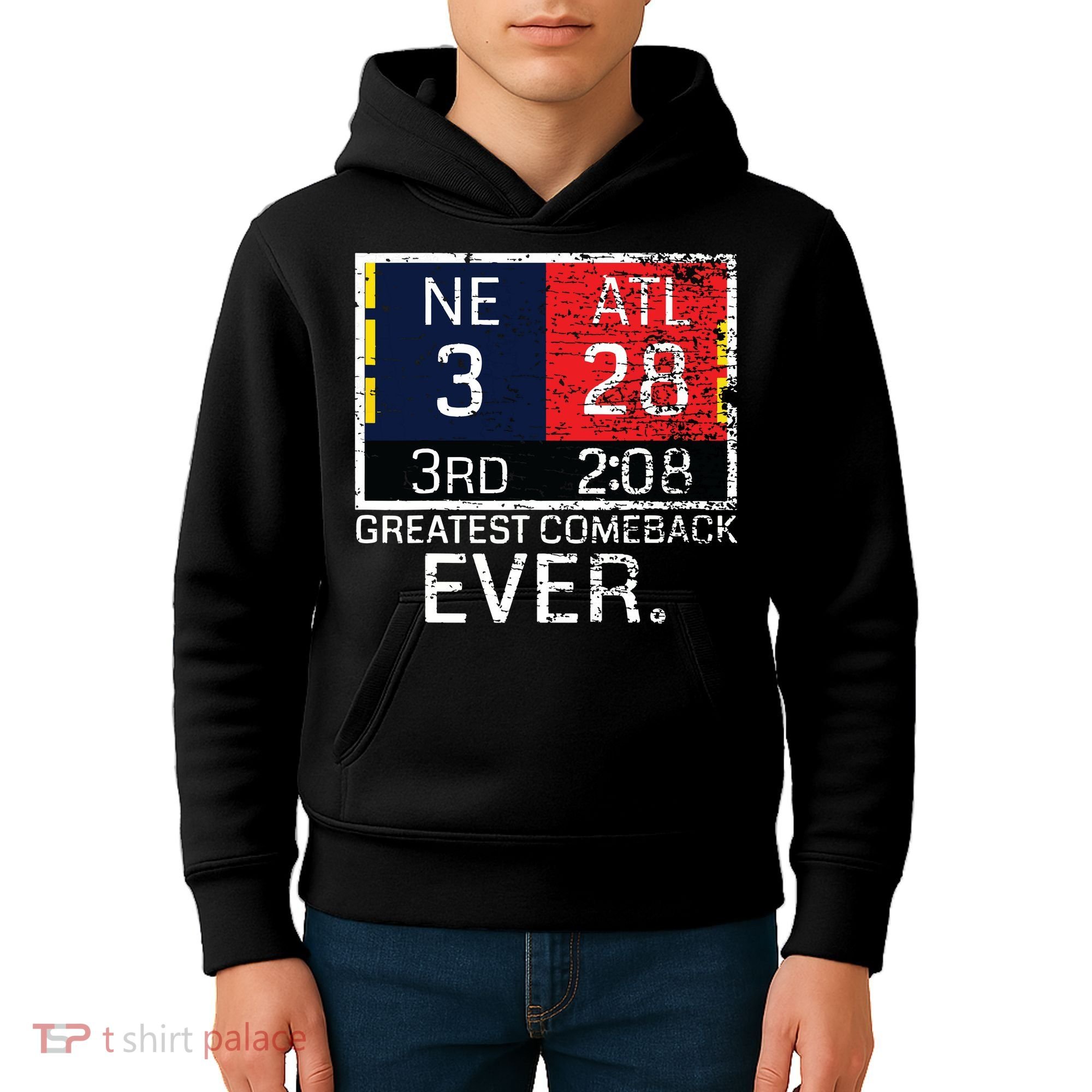 New England 3 Atlanta 28 Greatest Comeback Ever Graphic Kids Hoodie