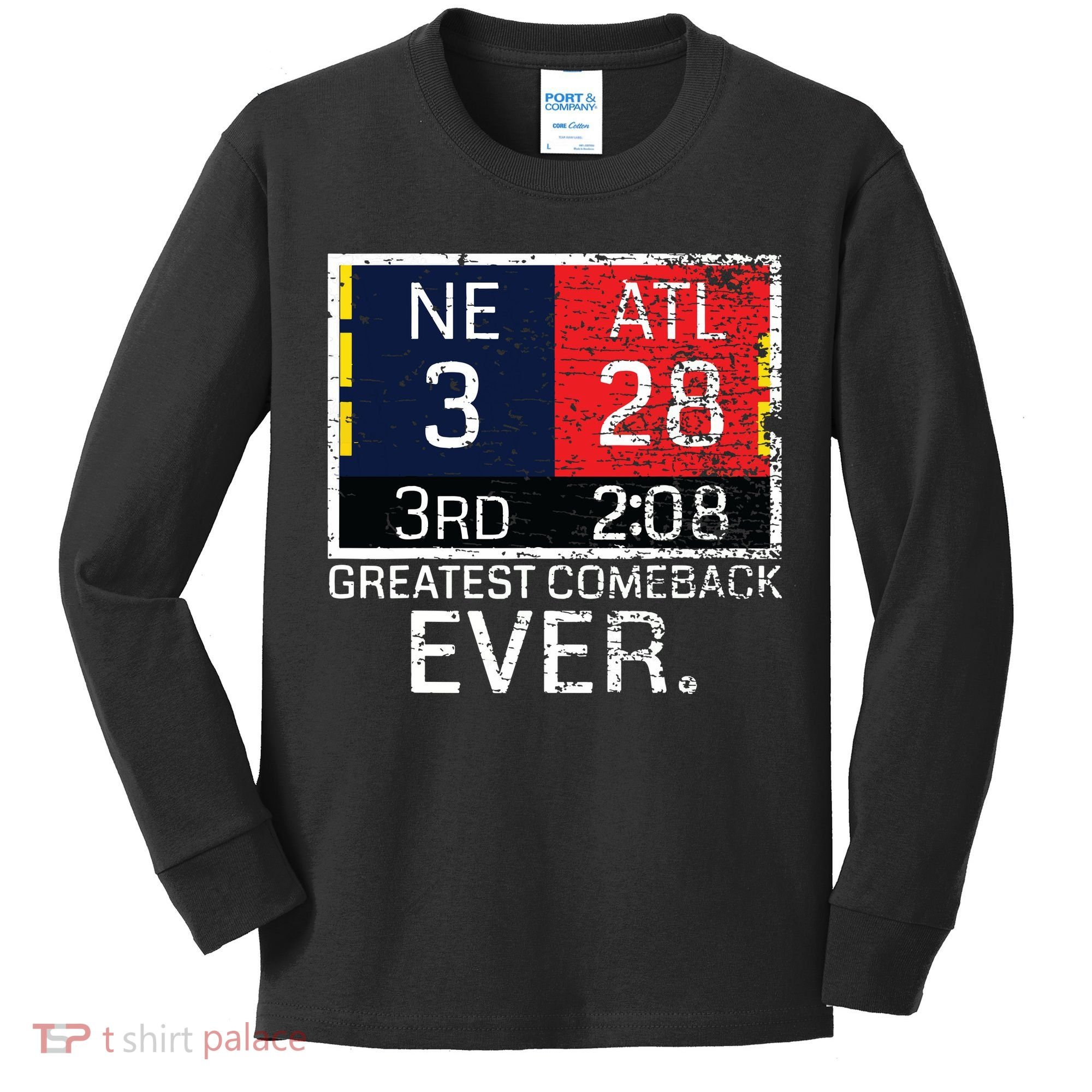 New England 3 Atlanta 28 Greatest Comeback Ever Graphic Kids Long Sleeve Shirt