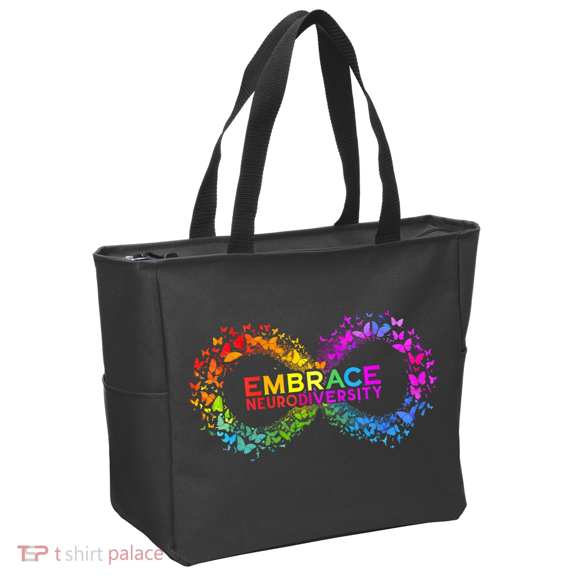 Neurodiversity Embrace ADHD Autism ASD Butterfly Infinity Tote Bag