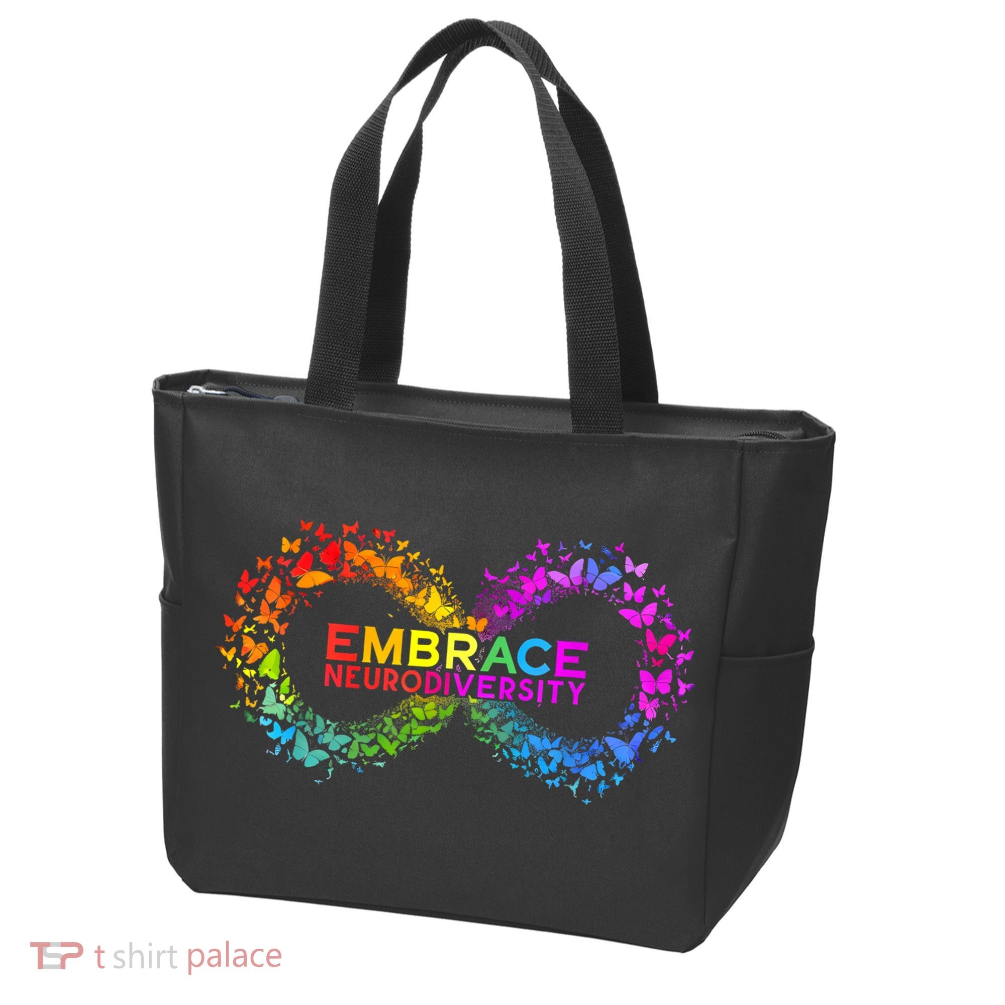 Neurodiversity Embrace ADHD Autism ASD Butterfly Infinity Tote Bag